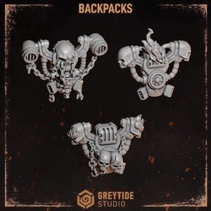 Cursed Company Backpacks x9 SciFi Space Warriors Wargame SM Scaled Heroic 32mm Greytide Studio