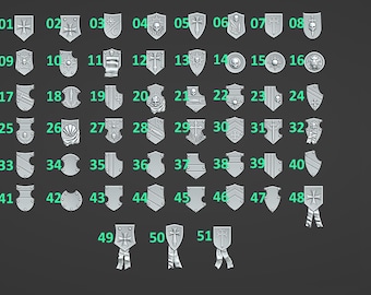 Conjunto de hombreras x51 SciFi Space Warriors Wargame SM Escala heroica 32 mm Greytide Studio