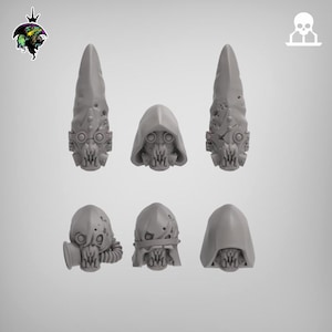 3D Printed Miniature Corrupted Heretic Heads x12 SciFi Wargame Roleplay 32mm 3D Reptilian Overlords