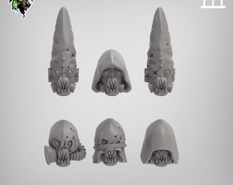 3D Printed Miniature Corrupted Heretic Heads x12 SciFi Wargame Roleplay 32mm 3D Reptilian Overlords