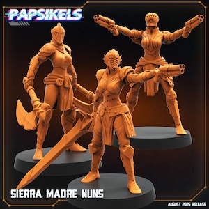 Sierra Madre Nuns x3 Trench Crusade Alternative Wargame Roleplay 32mm Papsikels