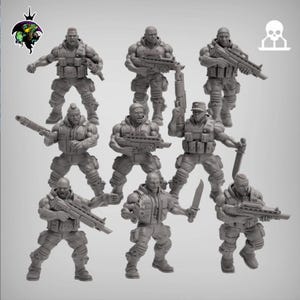 Spacenam Jungle Fighters Infantry x9 SciFi Wargame Roleplay 32mm 3D Reptilian Overlords BASES NOT INCLUDED