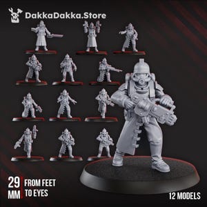 3rd Death Division Squad x12 SciFi Wargame Roleplay 32mm 3D DakkaDakka BASES NOT INCLUDED