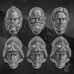 Alternative Dawnguards Head Set x12 SciFi Wargame Roleplay 32mm 3D DakkaDakka BASES NOT INCLUDED