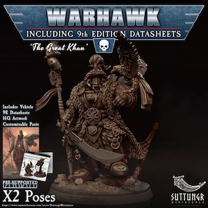 Warhawk The Great Khan Sire of Scars Wargame Roleplay 32mm DnD 3D Print Suttungr