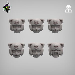 Catanyans Head Set x12 SciFi Wargame Rollenspiel 32 mm 3D Reptilian Overlady BASE NICHT INBEGRIFFEN