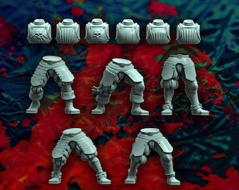 Conjunto de 5 cuerpos de infantería blindados de placas Landsknecht, fantasía, histórico, heroico, 32 mm, bases reptilianas de los Overlords (no incluidas).