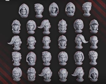 Maidens of Vengence Heads-set x34 SciFi Wargame Rollenspel 32 mm 3D DakkaDakka