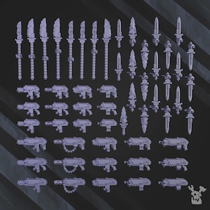 White Megalodon Clan Weapons Full Pack 60+ items SciFi Wargame Roleplay 32mm 3D DakkaDakka BASES NOT INCLUDED