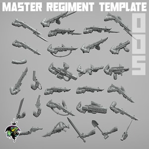 3D Miniature Weapons Set Master Regiment SciFi Wargame Roleplay 32mm 3D Reptilian Overlords