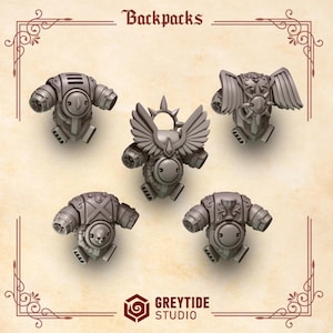 Crimson Lords Backpacks Set x10 SciFi Space warriors Wargame SM Skalierte Heroic 32 mm Greytide Studio
