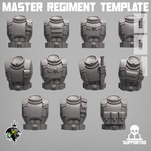 Master Regiment Torso Set x11 SciFi Wargame Roleplay 32mm 3D Reptilian Overlords