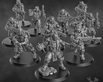 The Ork Slayers Squad x10 SciFi Wargame Roleplay 32mm 3D DakkaDakka BASES NOT INCLUDED