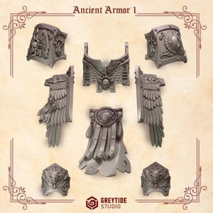 Crimson Lords Dreadnought Ancient Armor Set SciFi Wargame 3D Print Greytide Studio