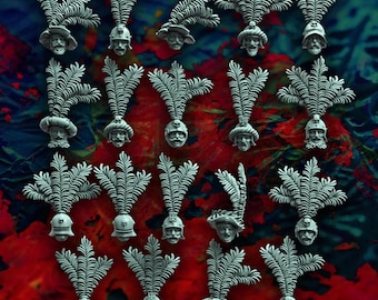 Cabeza de lansquenet con plumas x19 Fantasía Histórica Heroica 32 mm Señores reptilianos