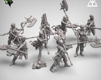 Choppy Zealots Sister Warriors x8 SciFi Wargame Roleplay 32mm 3D Reptilian Overlords BASES NOT INCLUDED