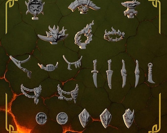 Anvil Wardens Decoration Set Fire Lizards  SciFi Wargame 3D Print Greytide Studio