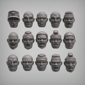 3D Printed Miniature Spacenam Jungle Fighters Head Set x15 SciFi Wargame Roleplay 32mm Reptilian Overlords BASES NOT INCLUDED