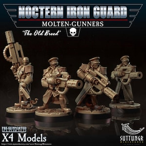 Imperial Iron Guard Modrian Molten Melta Gunners Squad x5 SciFi Wargame Roleplay 32mm 3D Print Suttungr BASES NOT INCLUDED