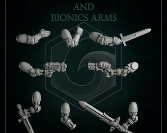 Arm poses and bionic arms x8 SciFi Space Warriors Wargame SM Scaled Heroic 32mm Greytide Studio