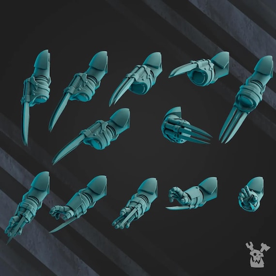3D Printed Miniatures Scylla Legion Claws Set x24 SciFi Wargame Roleplay 32mm DakkaDakka