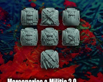 Conjunto de cuerpo de mercenarios y milicianos del Imperio 2.0 x7, fantasía, histórico, heroico, 32 mm, reptiles, señores supremos, bases no incluidas
