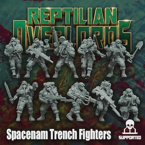 Spacenam Trench Fighters SciFi Wargame Rollenspel 32 mm 3D Reptilian Overlords BASIS NIET INBEGREPEN