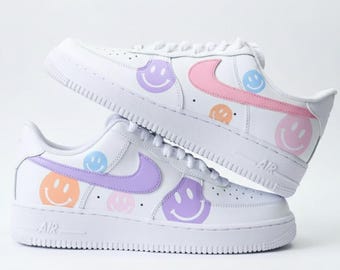 Custom Air Force 1 Colorful Smiley Face Sneakers | Hand Painted Custom Shoes