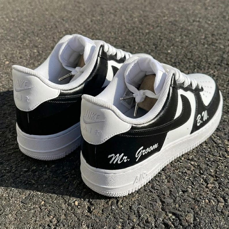Black Groom Sneakers - Personalized Wedding Shoes Men - Custom Initials & Mr Groom image 7