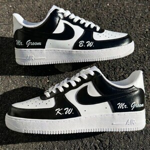 Black Groom Sneakers - Personalized Wedding Shoes Men - Custom Initials & Mr Groom image 2