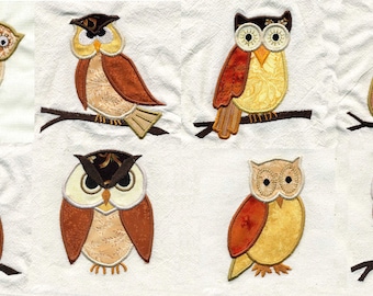 4x4 Applique Owls  Embroidery Design Set - Machine Embroidery Designs