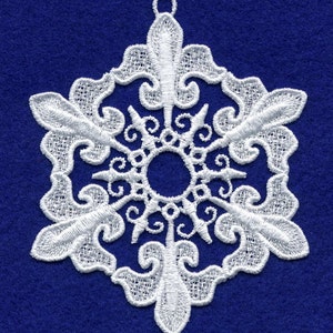 Fleur De Lis Lace Snowflakes Embroidery Design Set - Machine Embroidery ... image.