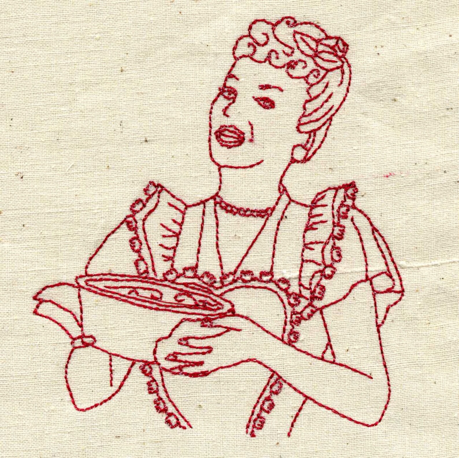 Vintage Redwork Housewives Embroidery Design Set Machine Etsy