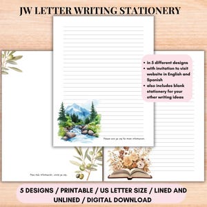 JW Letter Writing Stationery: Lined & Unlined Designs (Digital Download)