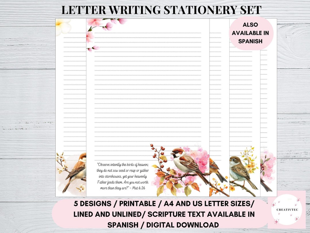 Numbered Scripture Writing Paper JW Letter Writing Stationery Set Printable Paper, A4 US Letter ...