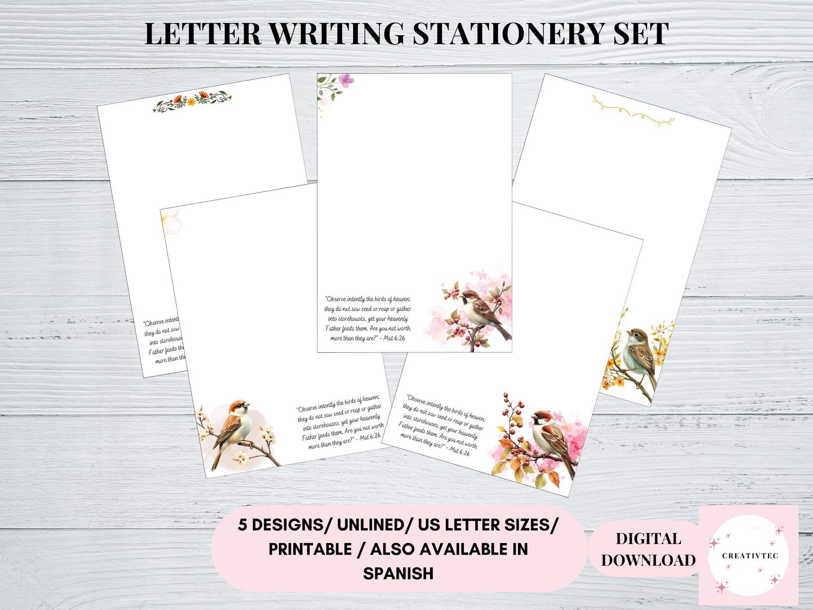 Numbered Scripture Writing Paper JW Letter Writing Stationery Set Printable Paper, A4 US Letter ...