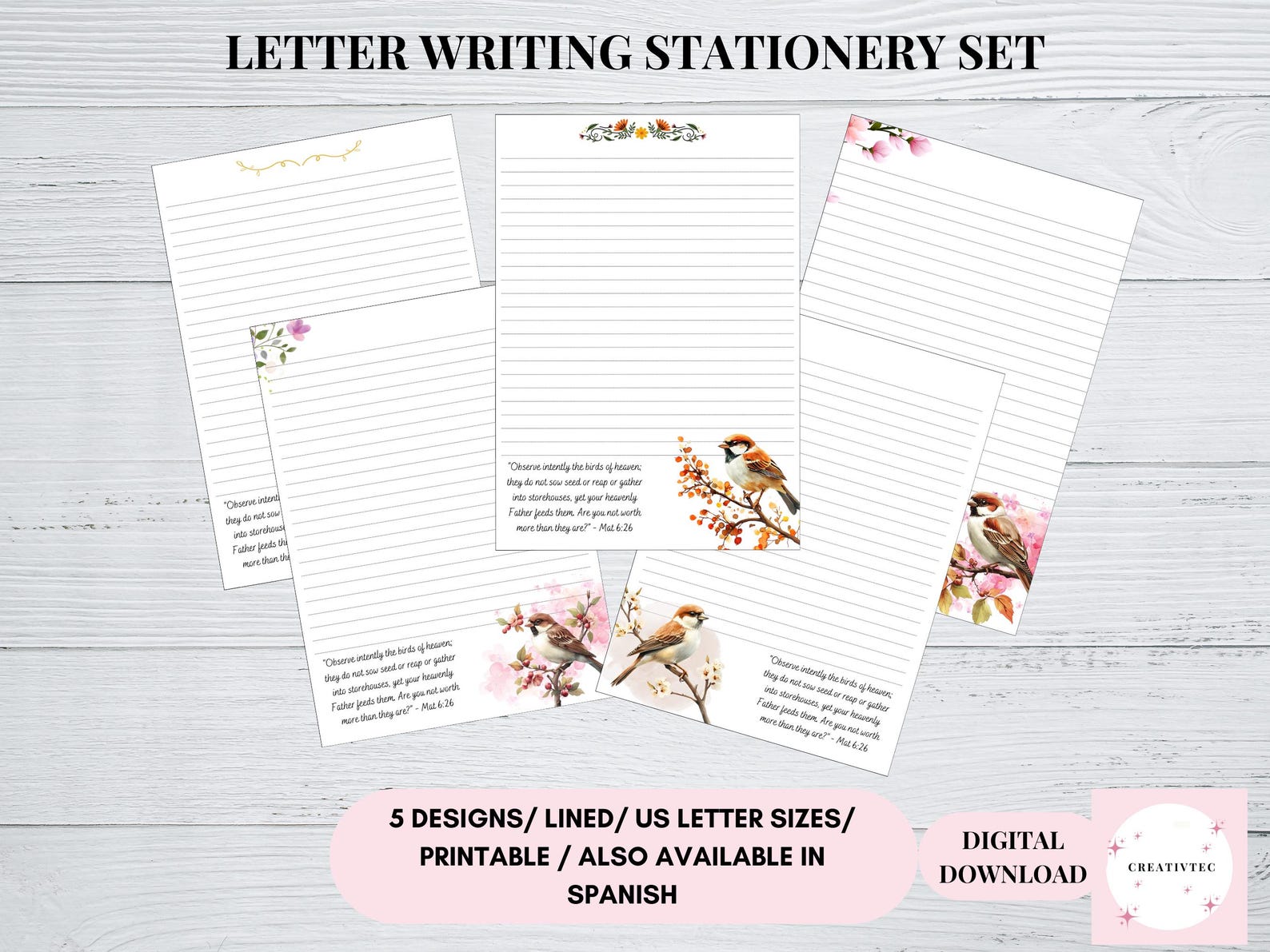 Numbered Scripture Writing Paper JW Letter Writing Stationery Set Printable Paper, A4 US Letter ...