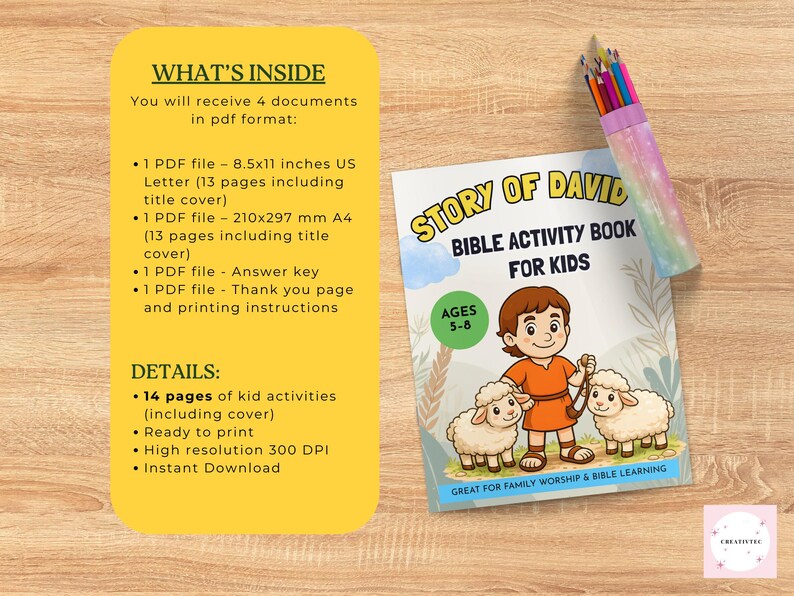 David and Goliath Bible Activity Pack – Printable Worksheets for JW ...