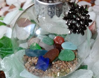 Lake Superior Beach Glass Christmas Ornament