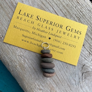 Stacked Lake Superior Basalt Zen Stone Necklace Pendant