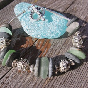 Chunky Lake Superior Beach Glass and Zen Stone Bracelet image 1