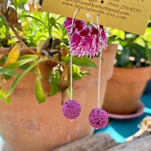 Sweet Funky Fuchsia Lava Bead Drop Earrings image 1