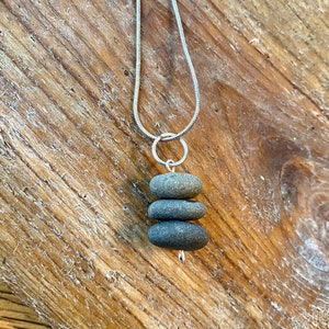 Stacked Lake Superior Basalt Zen Stone Necklace Pendant image 2