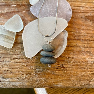 Stacked Lake Superior Basalt Zen Stone Necklace Pendant image 1