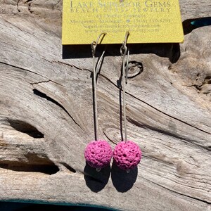 Sweet Funky Fuchsia Lava Bead Drop Earrings image 3