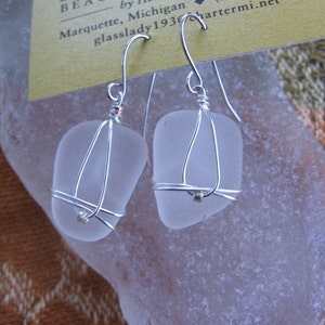 Fresh Frosty White Lake Superior Beach Glass Earrings