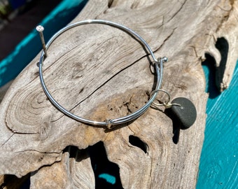 Simple Elegant  Lake Superior Zen Stone Basalt Bangle Bracelet