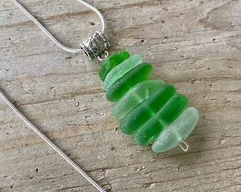 Colorful Stacked Lake Superior Beach Glass Necklace Pendant