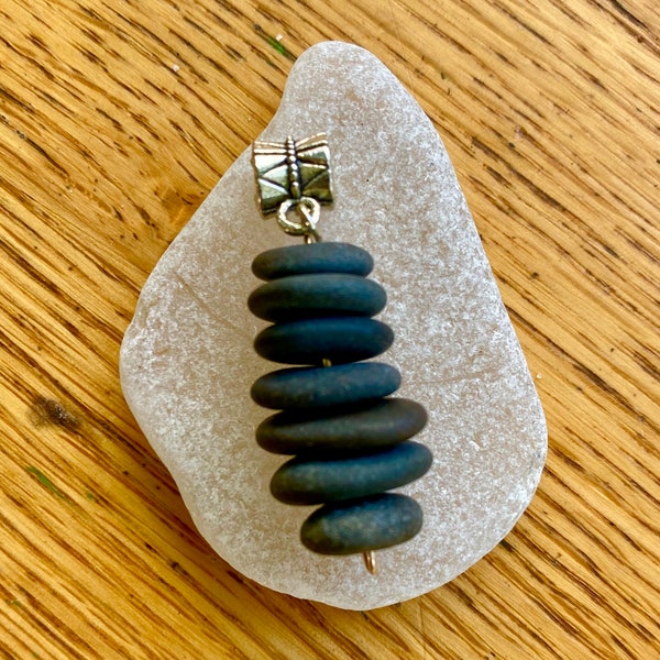 Stacked Lake Superior Basalt Zen Stone Necklace Pendant