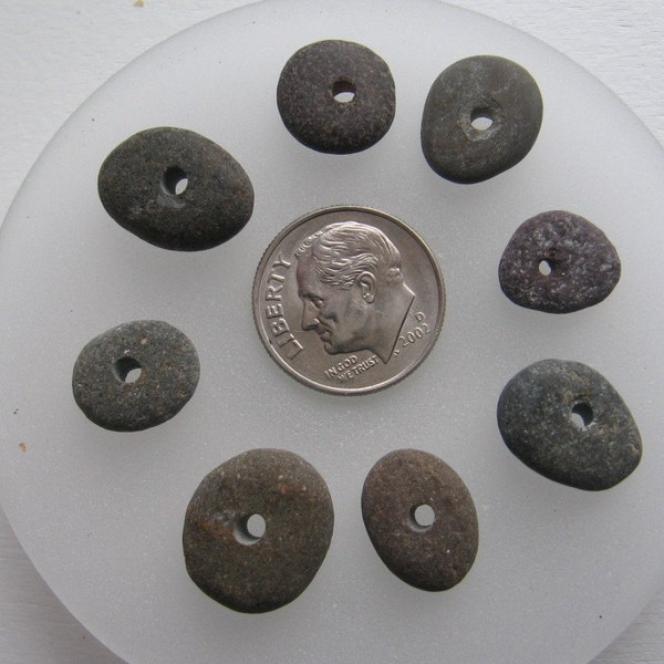 Drilled Lake Superior Basalt Zen Stone Pebble Beads